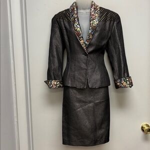 Canvasbacks Luton & Horsfield Metallic Stripe Skirt + Blazer Set Size 6/Small